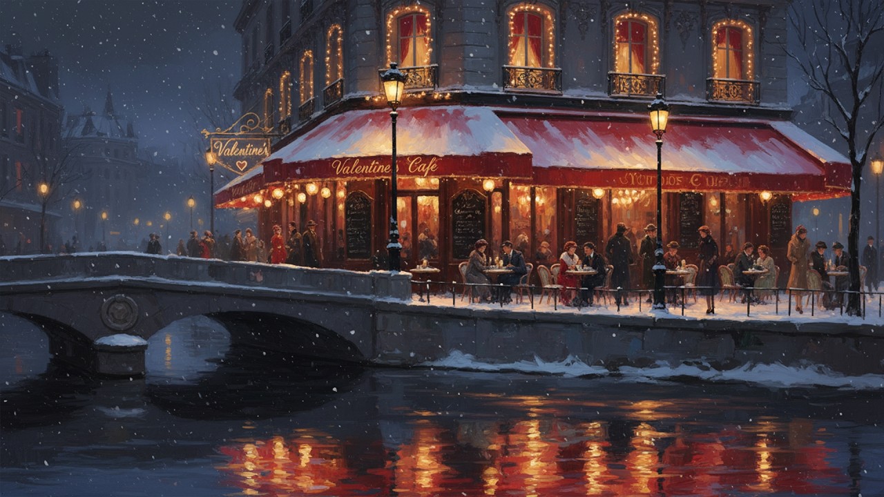 Trip to 1950s Valentine European Café ❄️ Sinatra & Friends: Vintage Love Songs (Winter Nights)
