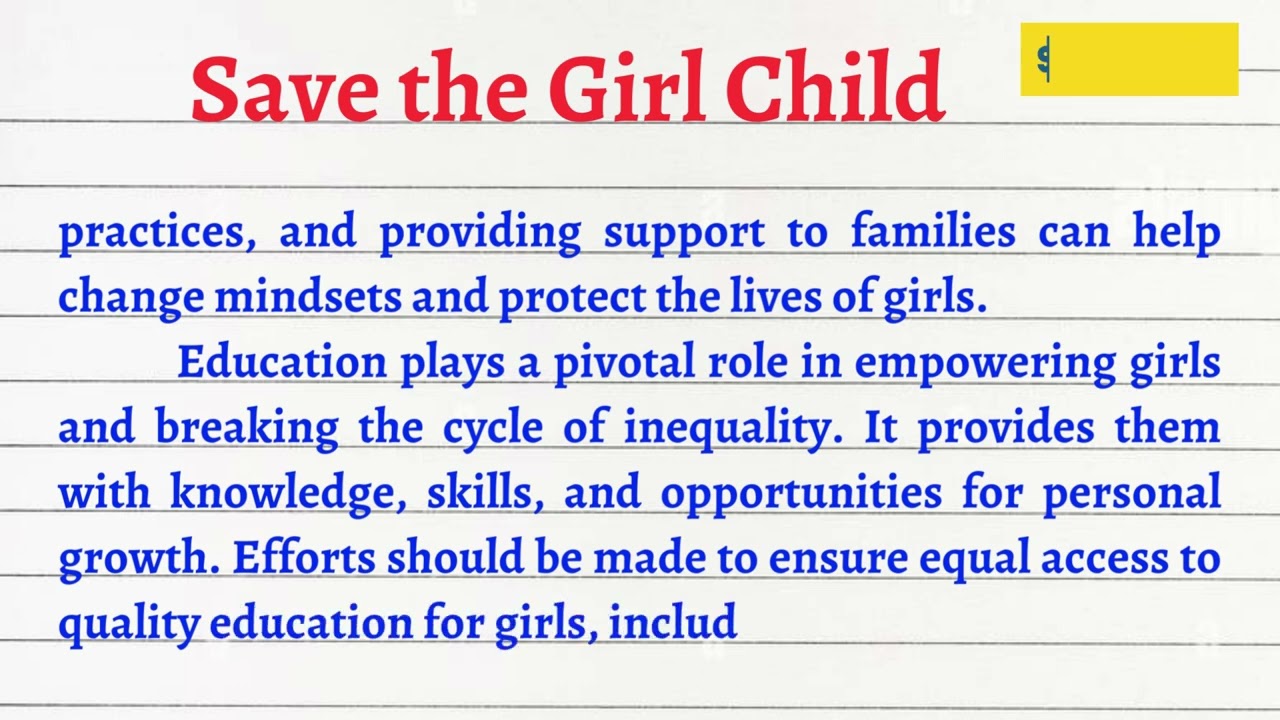 Essay on Save the Girl Child | save girl child essay writing | essay on save girl child in english