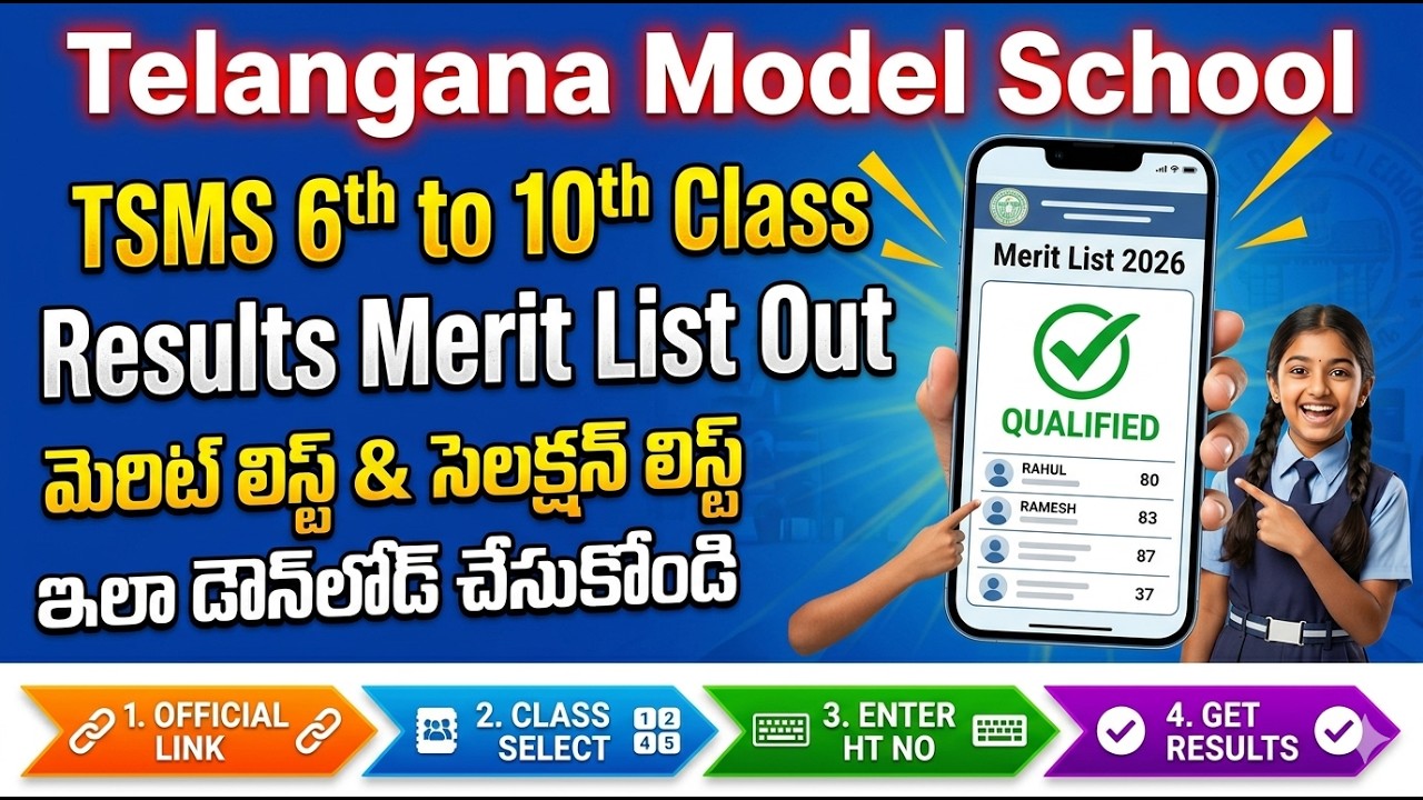 TS Model School Results 2026: 6th-10th Merit List & Selection List Out | How to Check TSMS Rank List