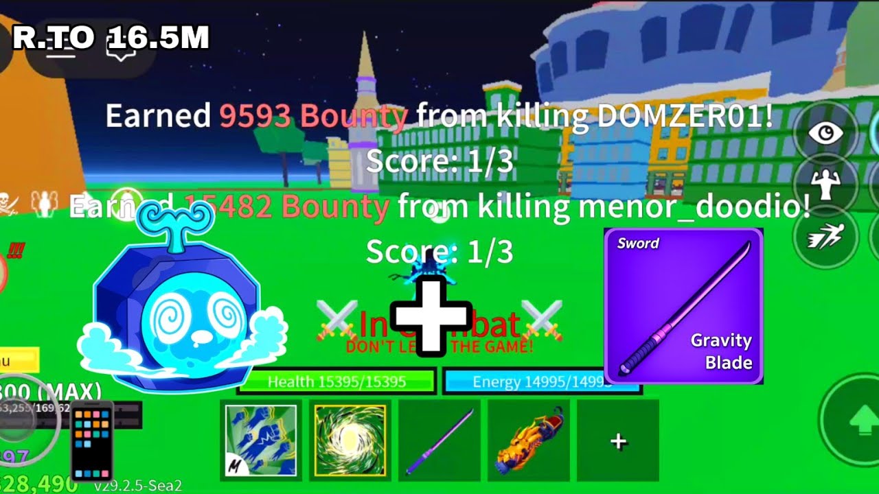 BLOX FRUITS OP GRAVITY BLADE + GODHUMAN + PORTAL PVP | REACHING 16.5M BOUNTY ON MOBILE 