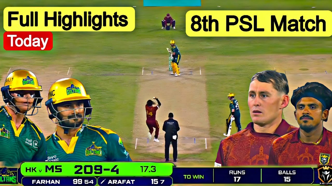 Hyderabad vs Multan PSL 2026 8th Match Full Highlights | sahibzada Farhan Batting Today