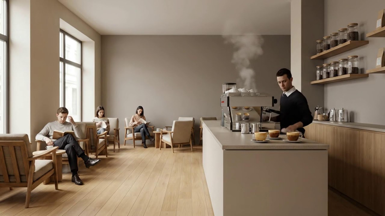 봄 재즈를 위한 부드러운 커피하우스 풍경 ☕🌼