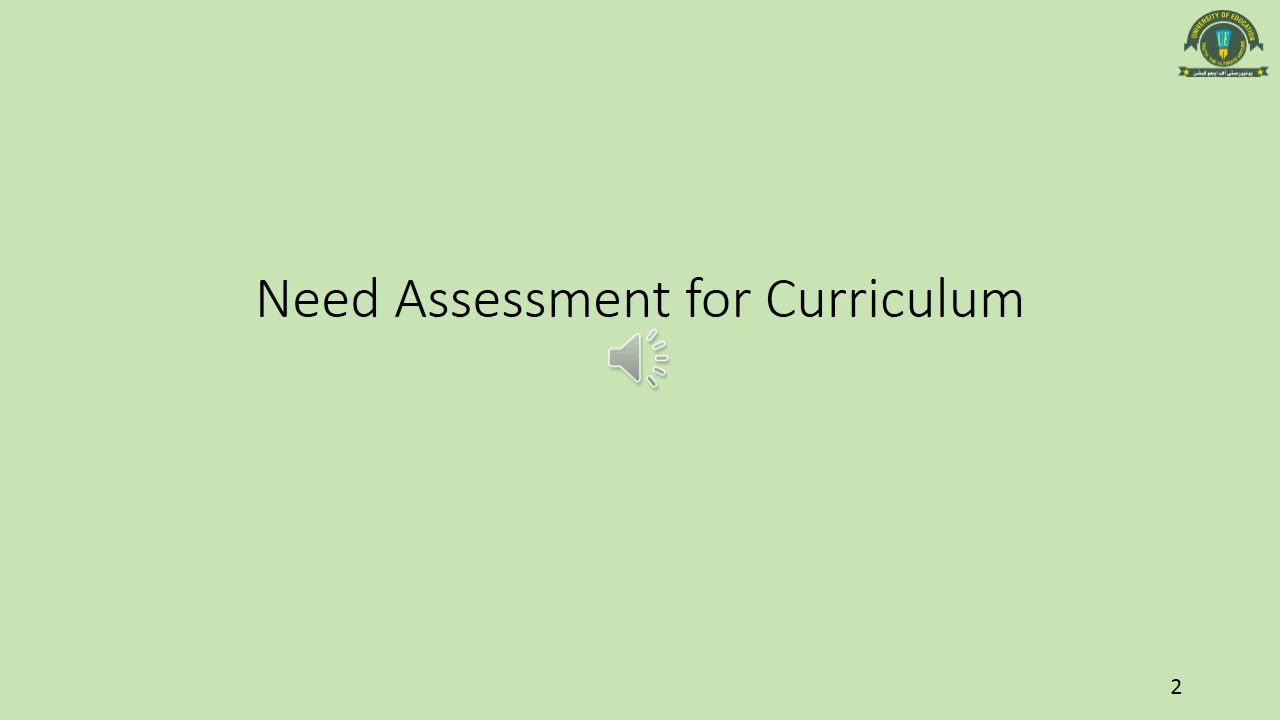 Need Assessment for Curriculum