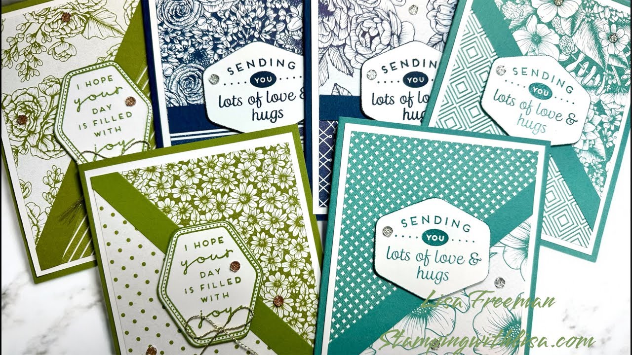 6 Super Easy Stampin Up Card Templates Using Serene Love DSP!