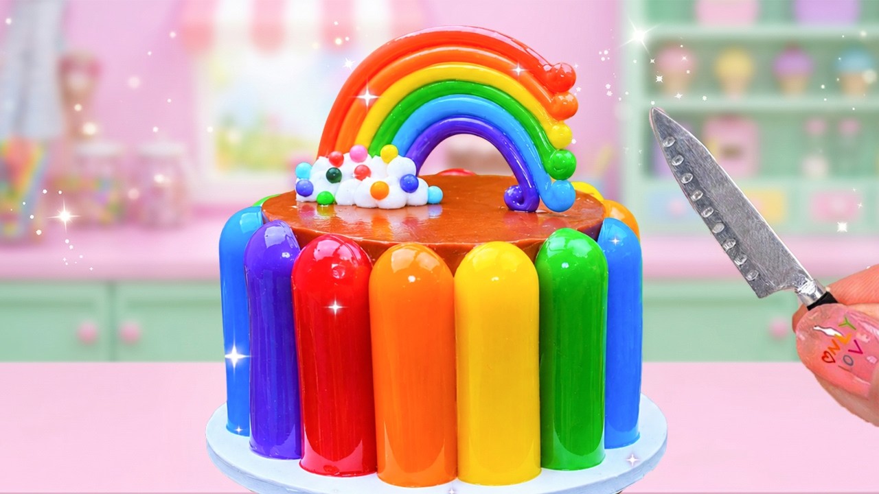 Amazing Miniature Rainbow Jelly Cake  🌈🎂 Super Cute Rainbow Cake | Mini cakes