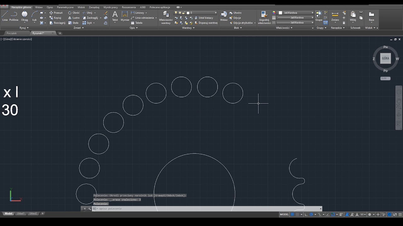 AutoCAD rysowanie i wymiarowanie koła zębatego 2D