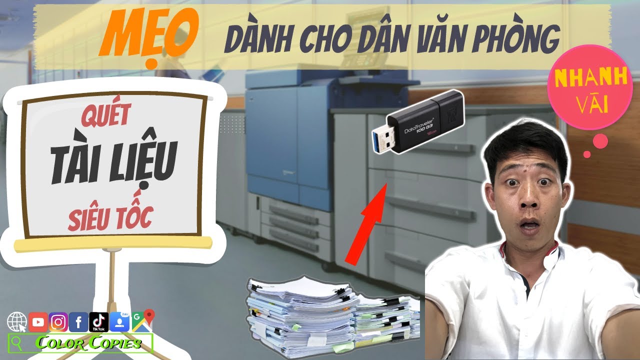 Cách Scan 2 mặt từ máy photo vào máy tính/USB cực dễ | Mẹo cho dân VĂN PHÒNG | Color Copies