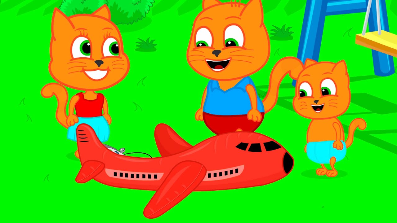 Familia de Gatos - Aviones Inflables Dibujos Animados Para Niños