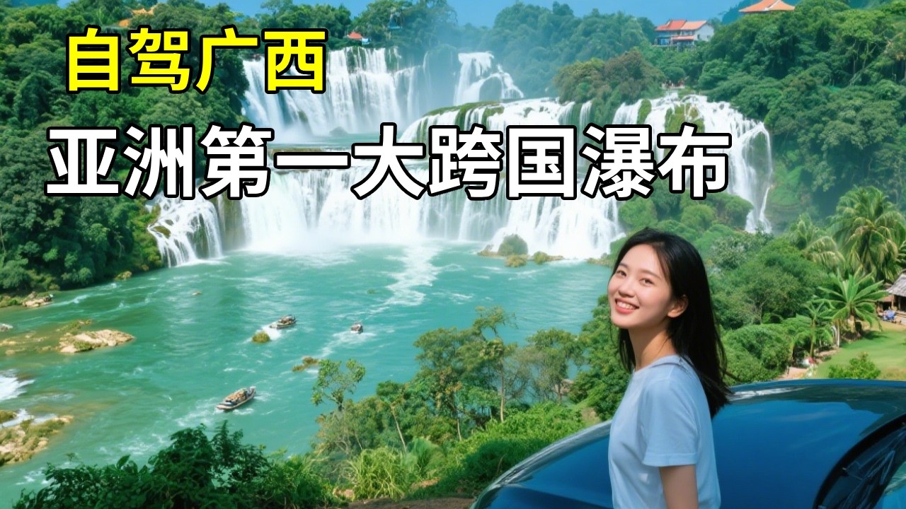 东北女孩自驾游广西，亚洲第一大跨国瀑布，对岸就是越南人家【孙二娘带你游中国】