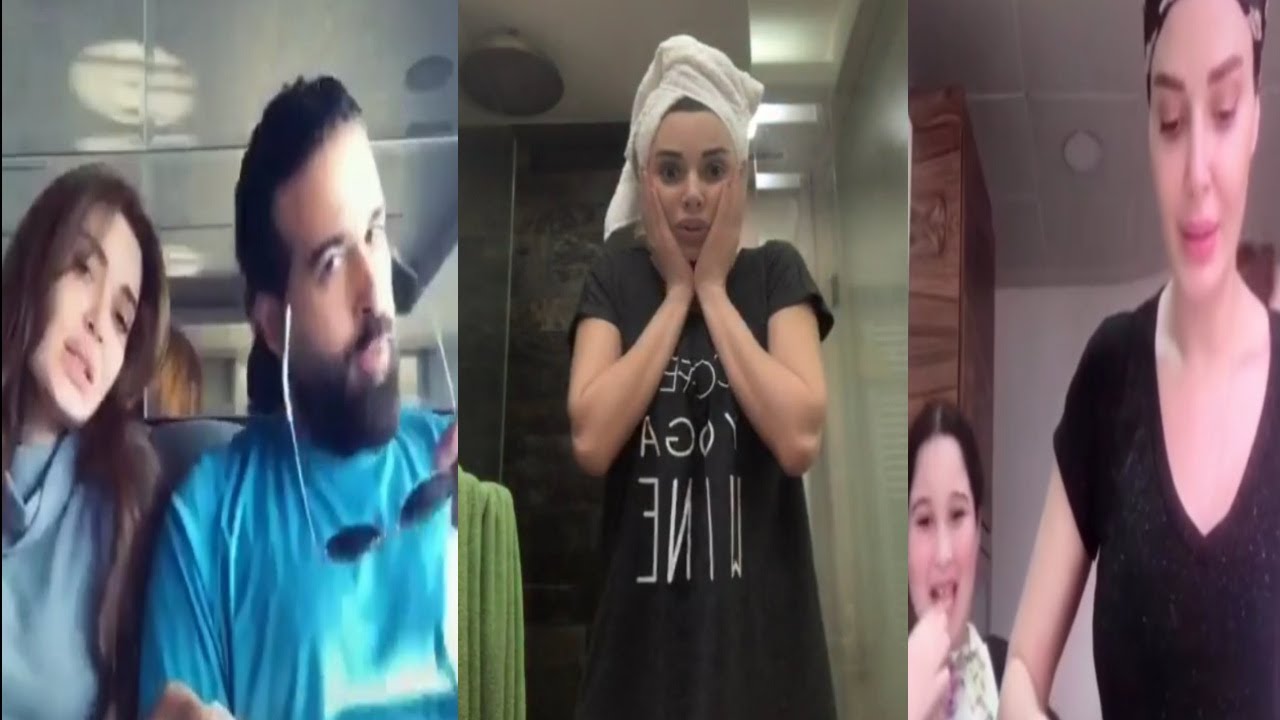 سيرين عبد النور مع زوجها وابنتها الجميله في المنزل