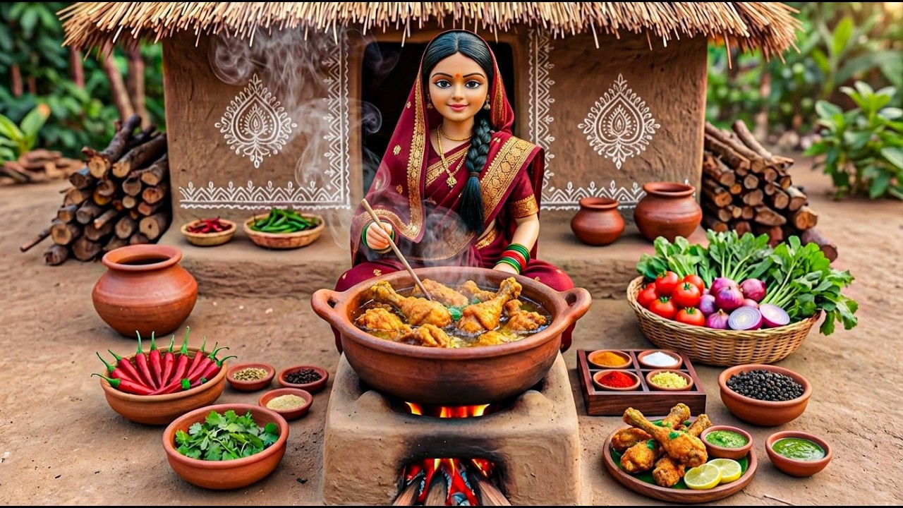 Miniature Doll Tiny Kitchen: Crispy Drumstick Frying ASMR