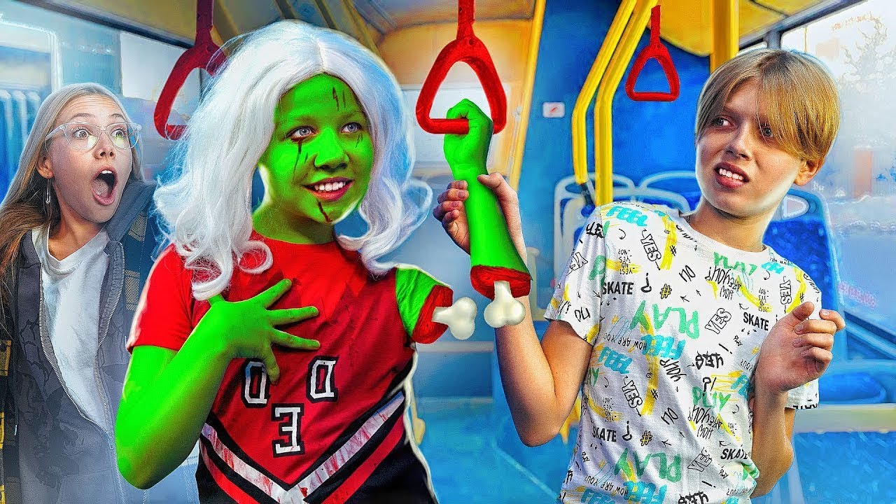 ¡24 HORAS ME CONVIERTO EN ZOMBI! ¡Ksyusha estudia en la escuela zombie!