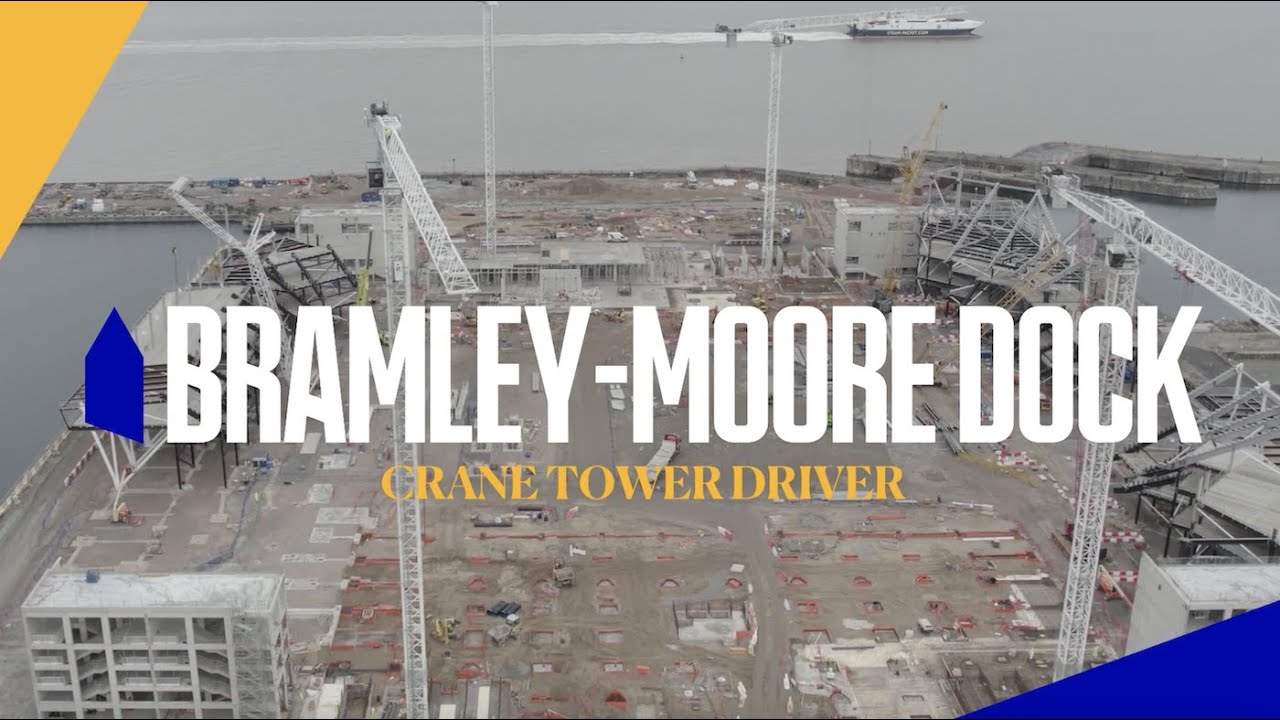 TOWER CRANE VIEWS AT NEW EVERTON STADIUM | Latest footage from Bramley-Moore Dock