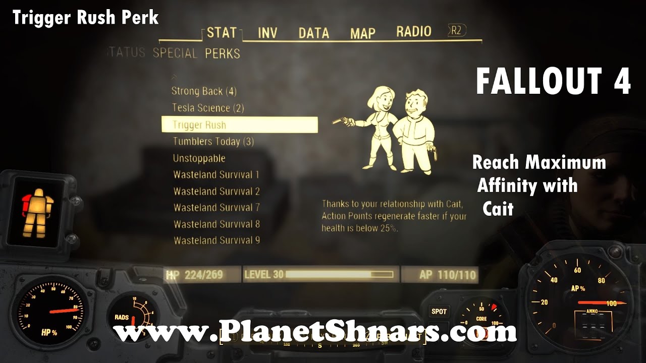 Trigger Rush Perk - Reaching Maximum Affinity with Cait - Fallout 4