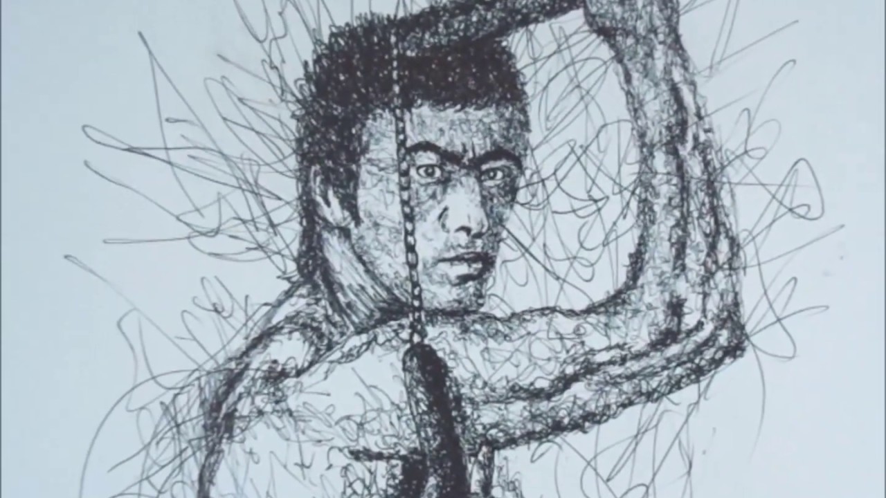 Dibujando a Bruce Lee con bol&iacute;grafo - Dibujo rapido - Drawing Bruce Lee with pen - Fast drawing -#91