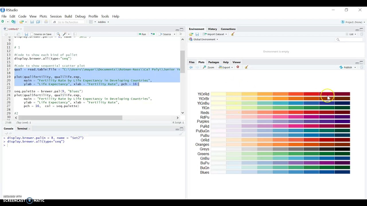 Stat 331 RColorBrewer Video