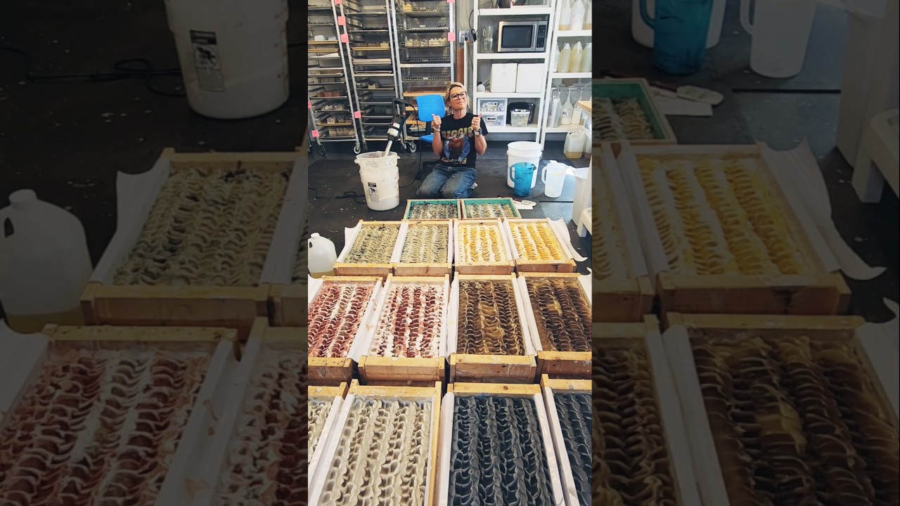 Make 840 bars of handmade soap with me! #soycandles #essentialoils #studio #diy #fyp #soap #natural