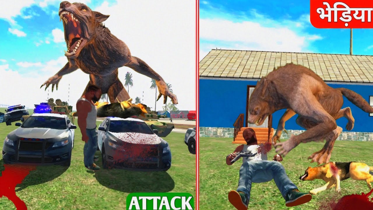 INDIAN BIKE DRIVING 3D WOLF ATTACK IN CITY|WOLF ATTACK PART 1