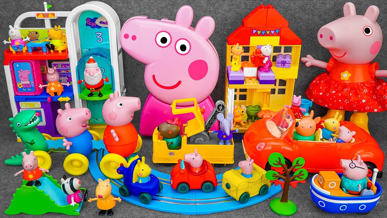 102 Minutes Satisfying with Unboxing Cute Peppa Pig Shopping Mall, Peppa Pig Family Car Set