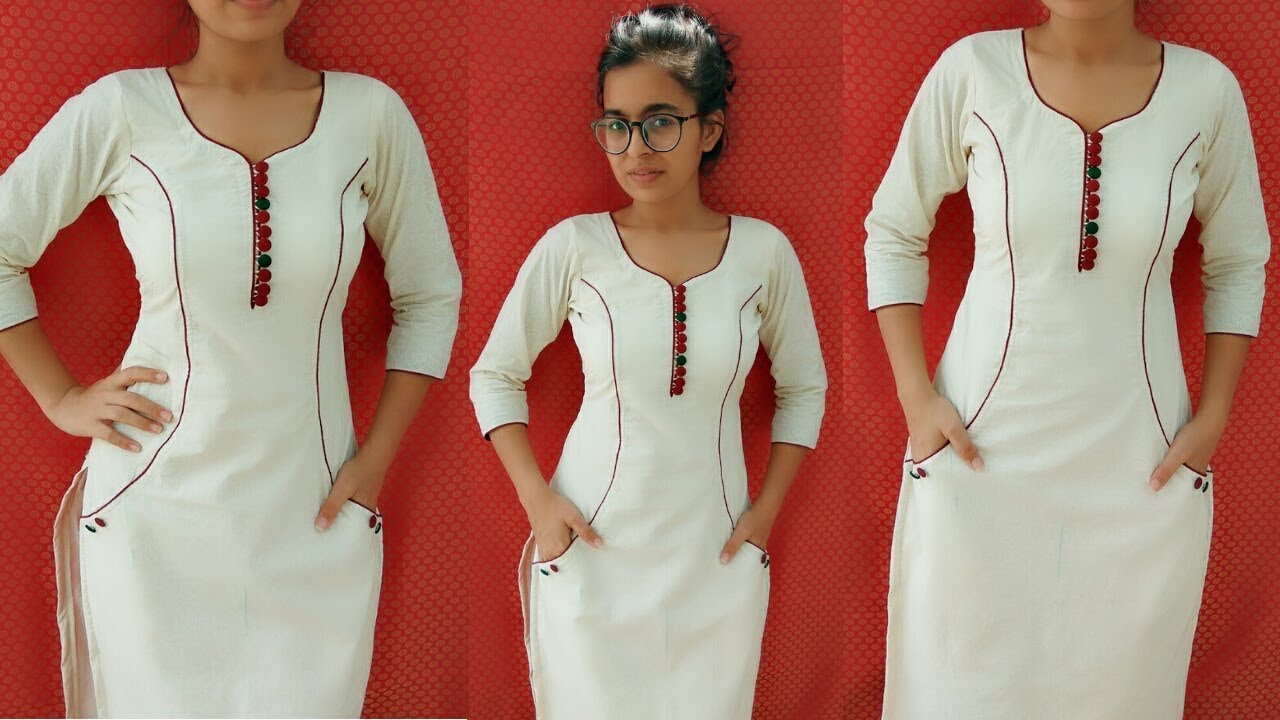 Very stylish side pocket princess cut kurti || making tutorial