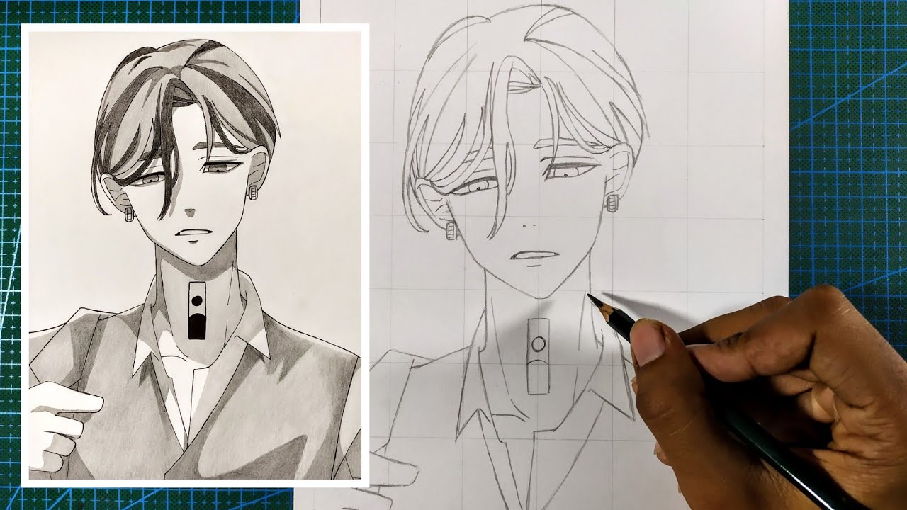 Cara Menggambar Ran Haitani Bonten Menggunakan Grid [Tokyo Revengers] | Drawing Ran Haitani