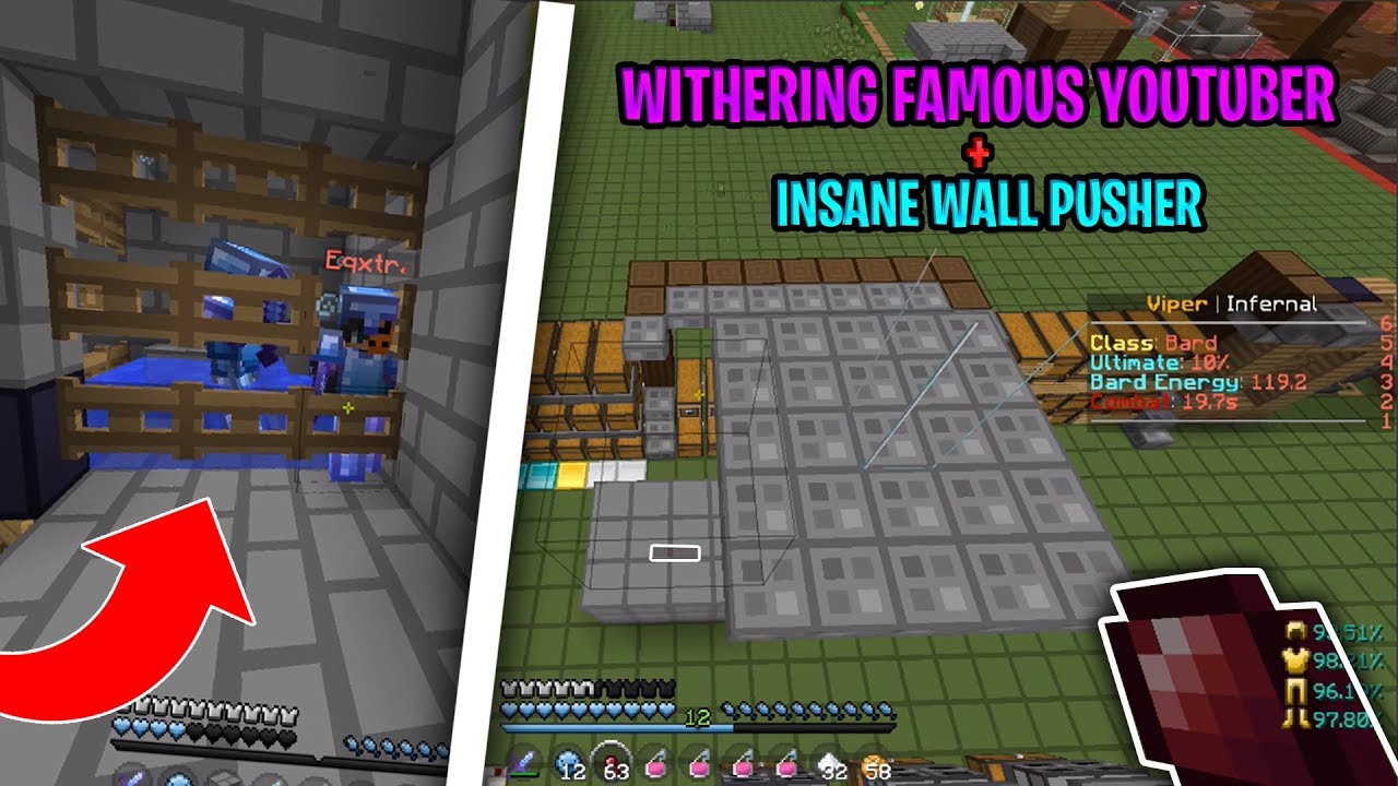 *INSANE* OP WALL PUSHER + WITHERING FAMOUS YOUTUBER (INFERNAL SOTW) | Minecraft HCF