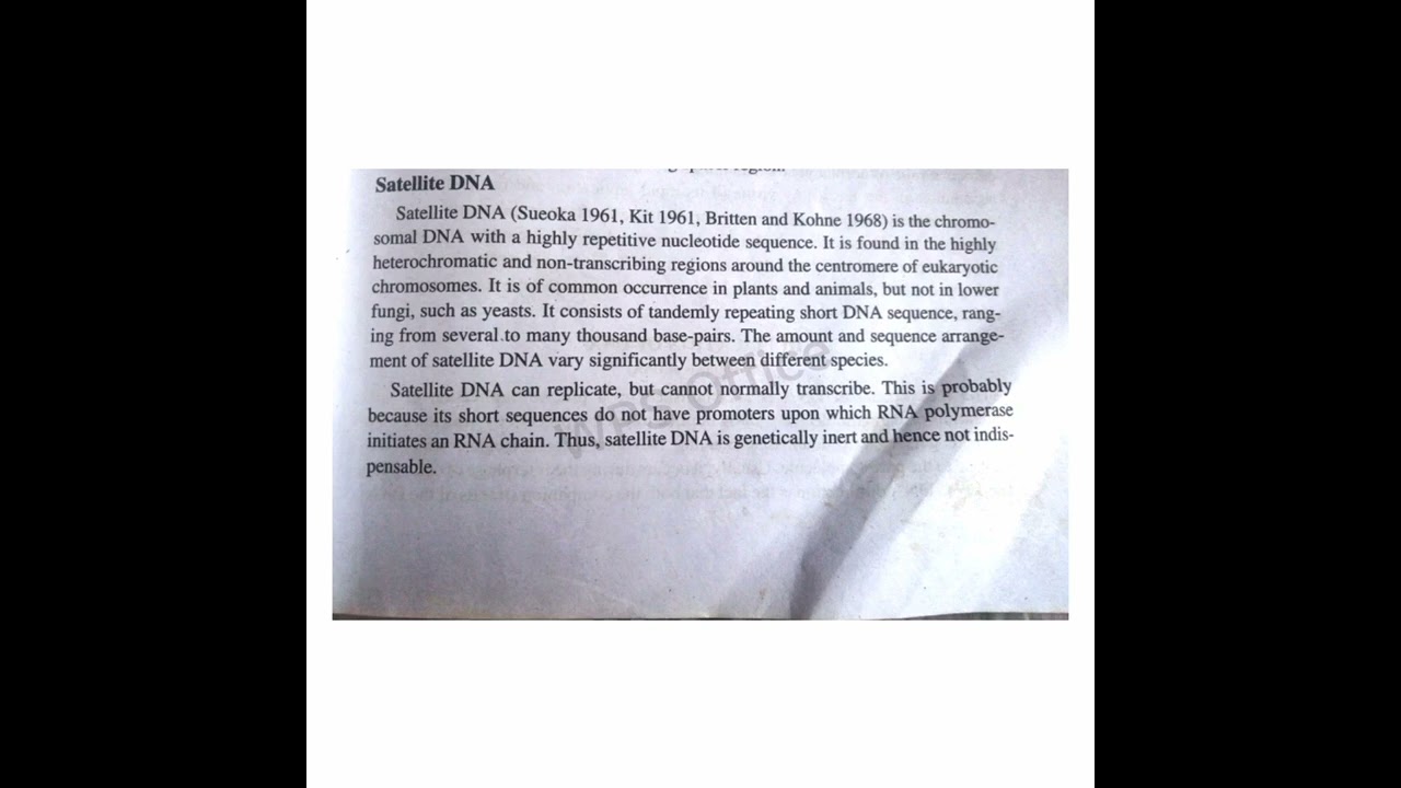 Satellite DNA and Repetitive DNA