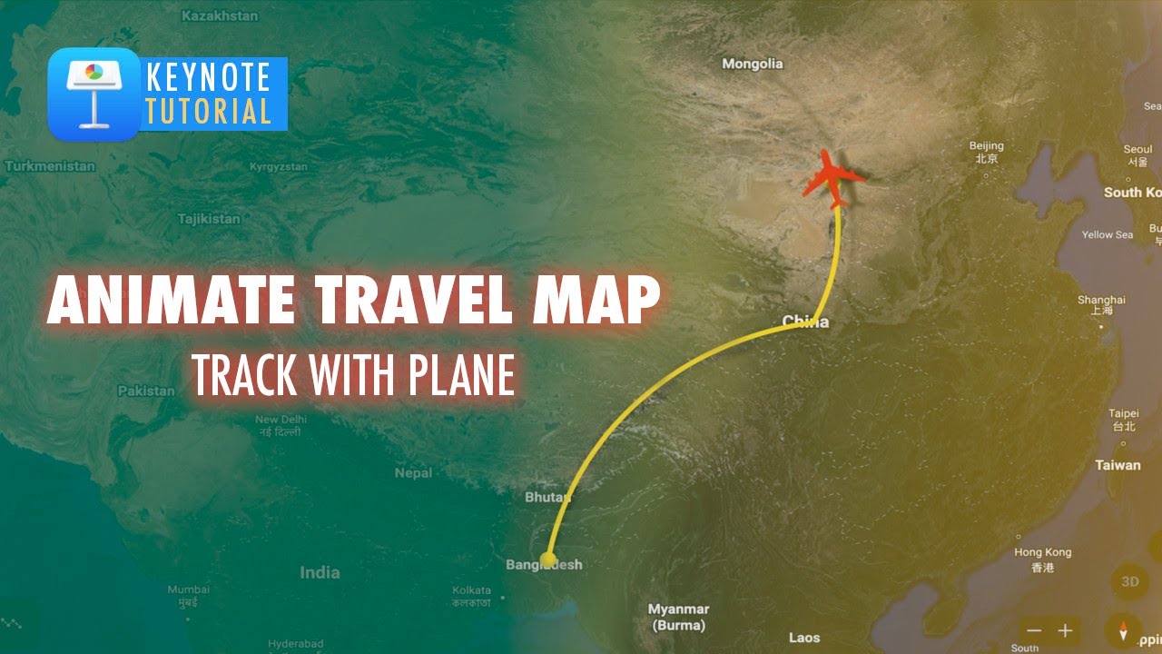 Travel Map Animation in Keynote and Track the Path with a Plane