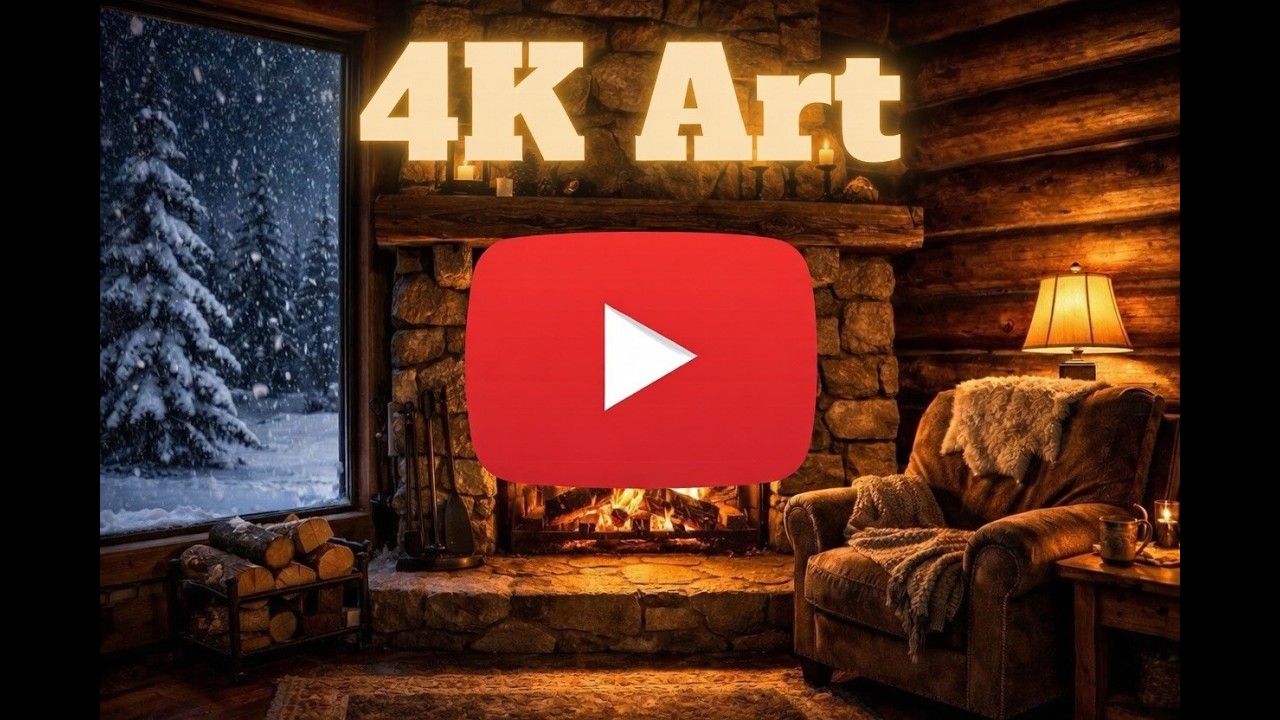 Fireplace in the Snow| Art for TV | 4K Screensaver | 2 Hours