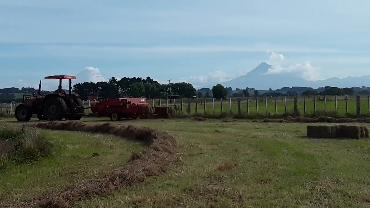 Hay making , with Mount Taranaki in the back ground 2026