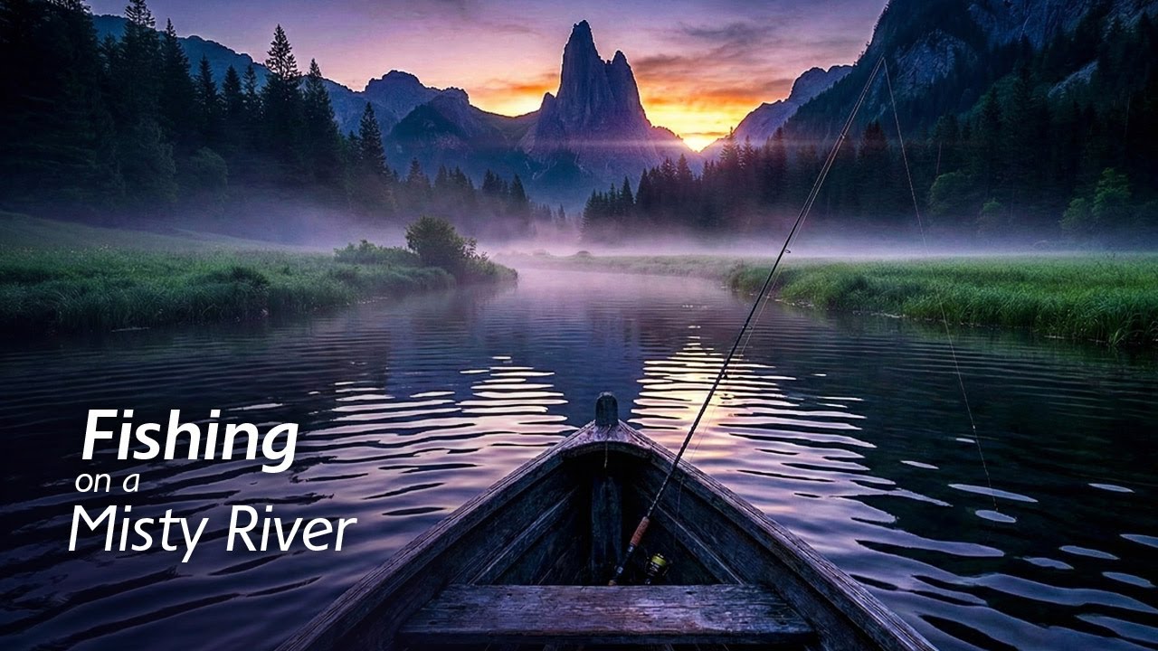 Fishing on a Misty River at Dawn | Peaceful Nature Sounds (1 Hour)