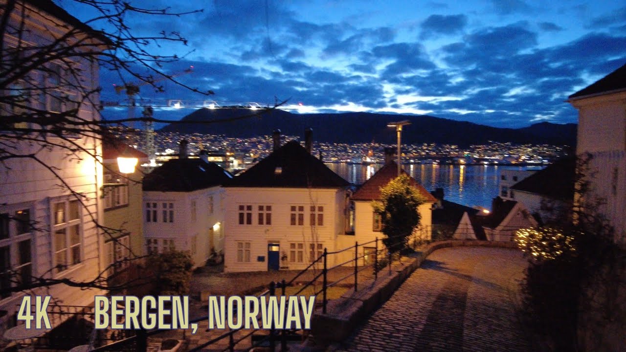 4K Twilight Magic in Old Streets of Bergen