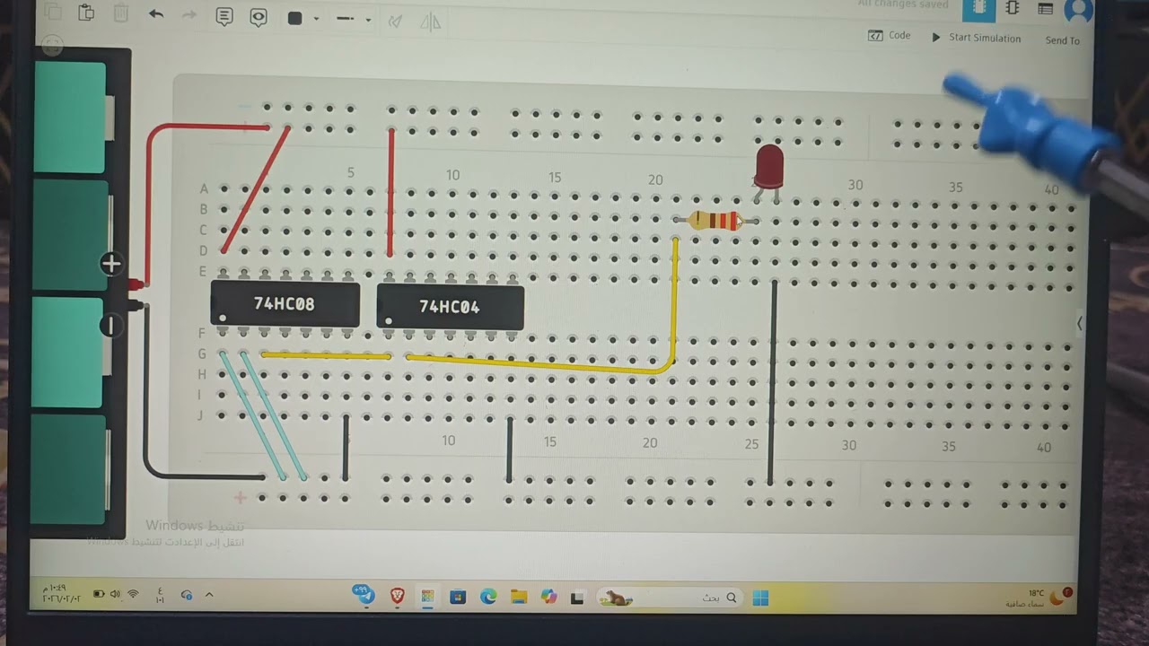 ربط بوابة nand 7400 بلتفصيل