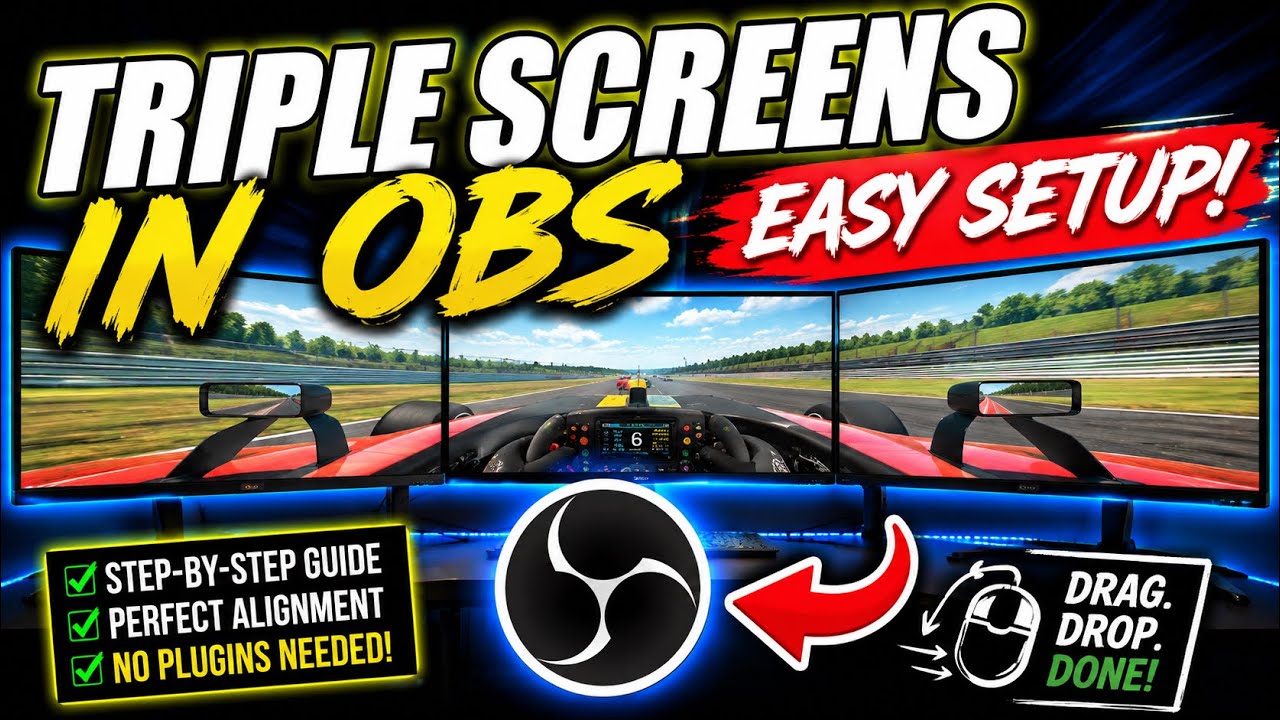 Easily Setup Triple Screens In OBS #OBS #iracing #simracing