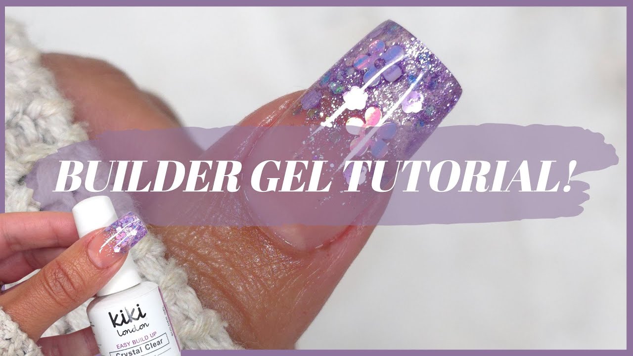 BUILDER GEL IN A BOTTLE NAIL TUTORIAL | Spring/Summer Glitter Fade Nail Design!