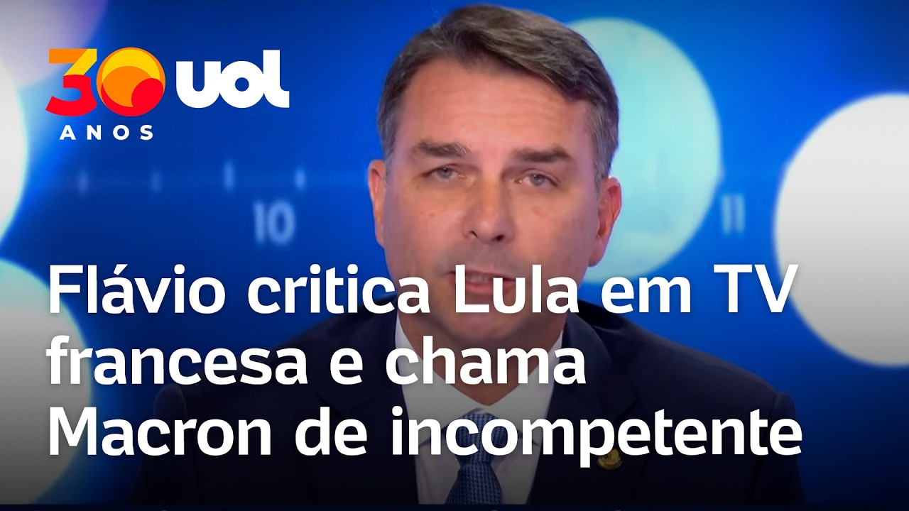 Flávio Bolsonaro critica Lula em TV francesa e chama Macron de incompetente