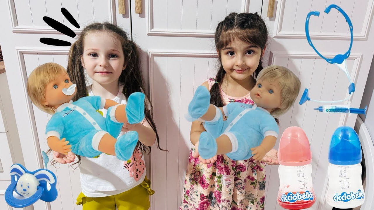 Kız Evcilik Videoları!Ada Komşu Kız İle Evcilik Oynuyor!Ada’nın Bebeği Hastalandı!Bebek Bakma Oyunu