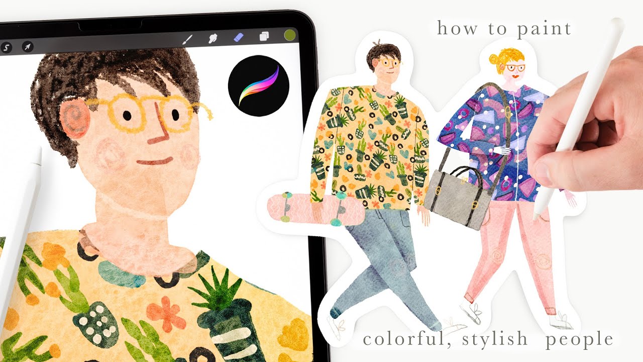 How to paint colorful, happy people in procreate 🍉 EASY procreate tips and tricks for beginners