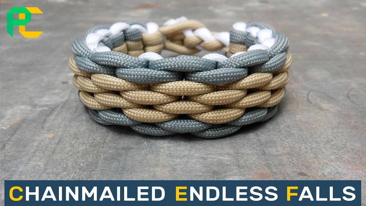 Chainmailed Endless Falls Paracord Bracelet without buckle