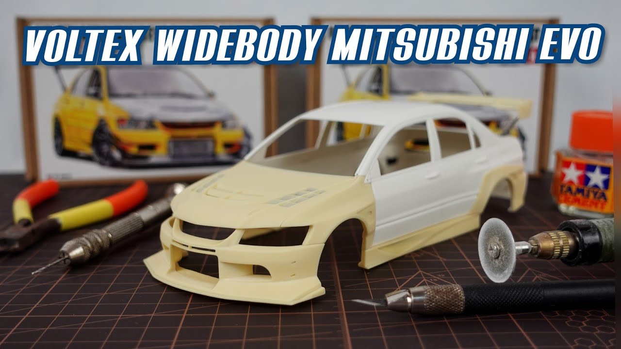 How To Build A Voltex Widebody Mitsubishi Evo, 1/24 Scale model car. Hobby Design Transkit.