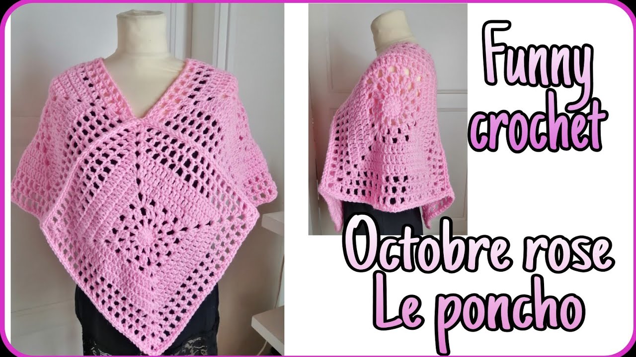 OCTOBRE ROSE Le poncho au crochet @FunnyCrochet #crochet #octobrerose