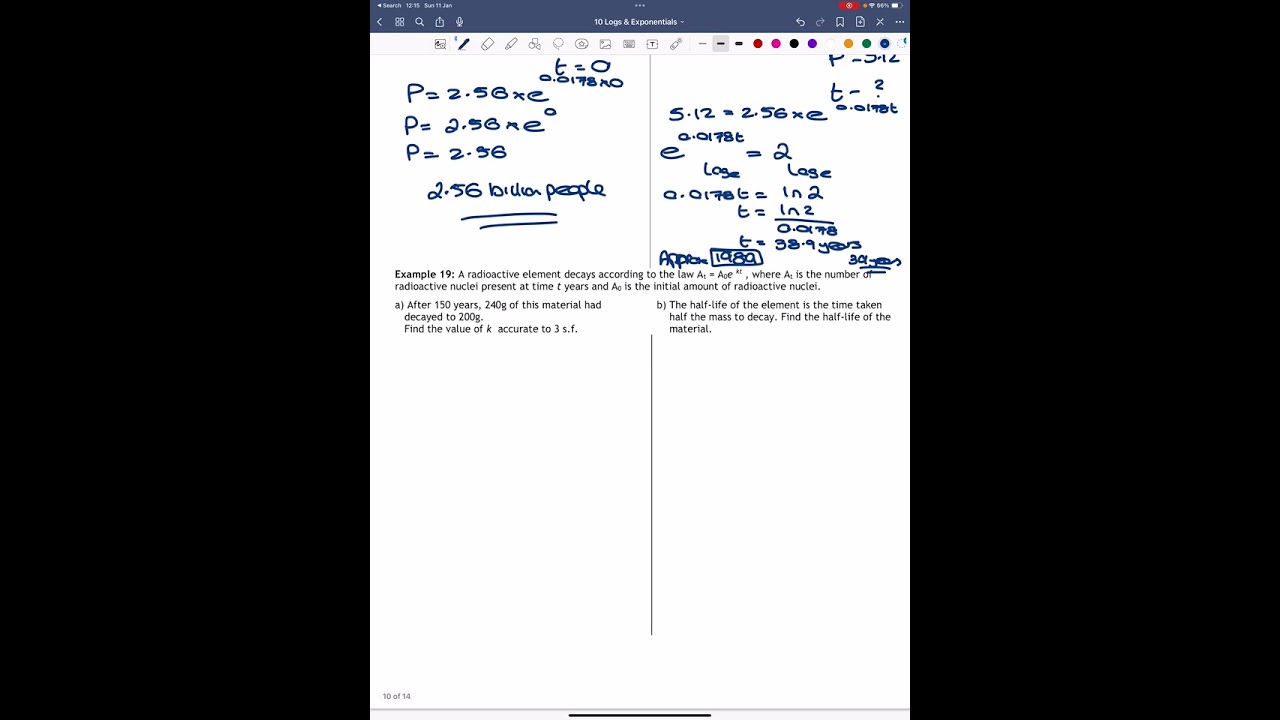 H - Logs and Exponentials - Examples 16 - 19
