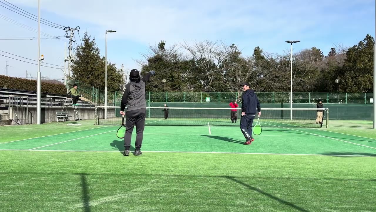 ソフトテニス  第４回お年玉争奪交流戦　野村（直）•佐藤（豪）　vs   美紗•油井