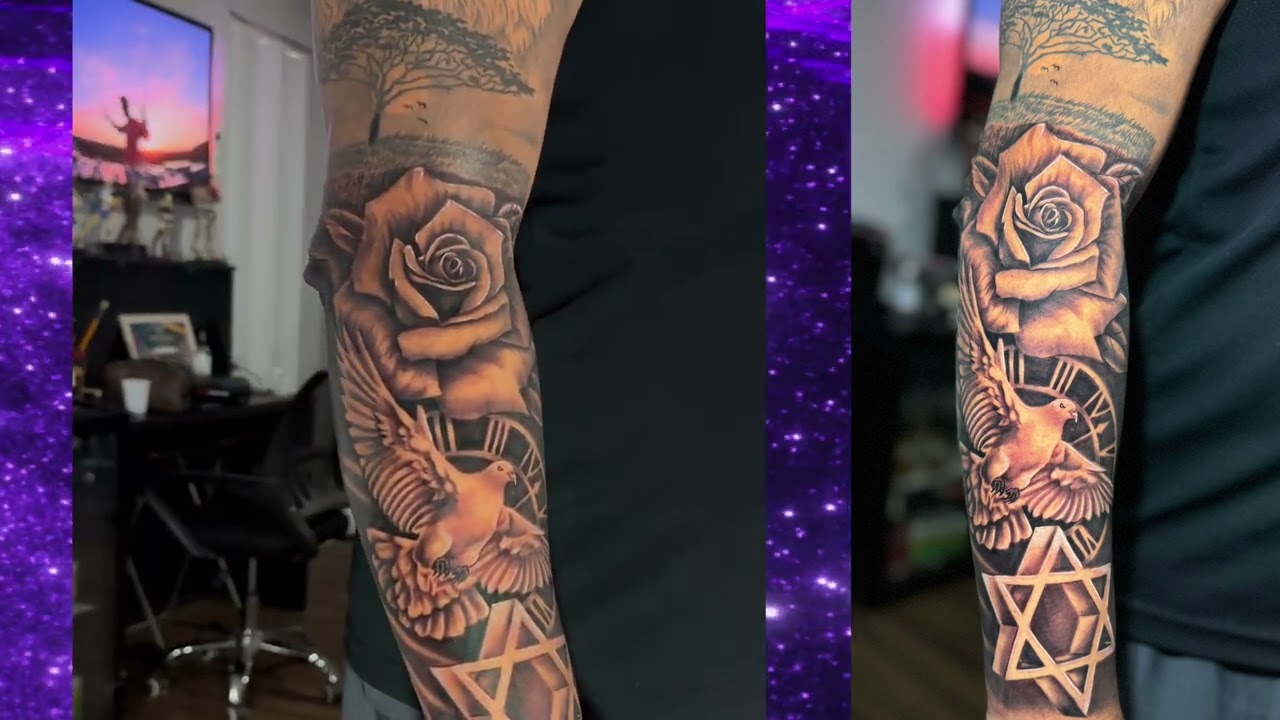 Tattoo estrela de Davi e Espírito Santo