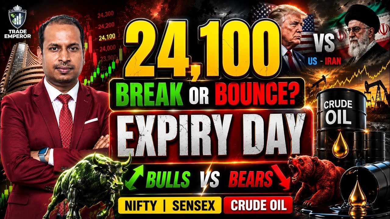 Sensex Expiry 🔥 Nifty 24,100 Is the Deciding Level! | 📈 Bulls or Bears? Crude Oil & Sensex