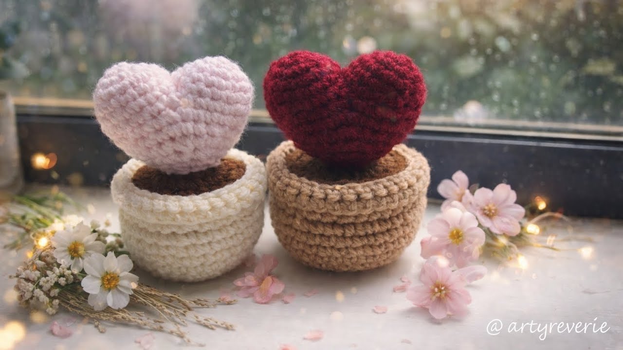 Crochet Heart in Pot| Romantic Home Decor  ❤️ Easy DIY Gift Idea