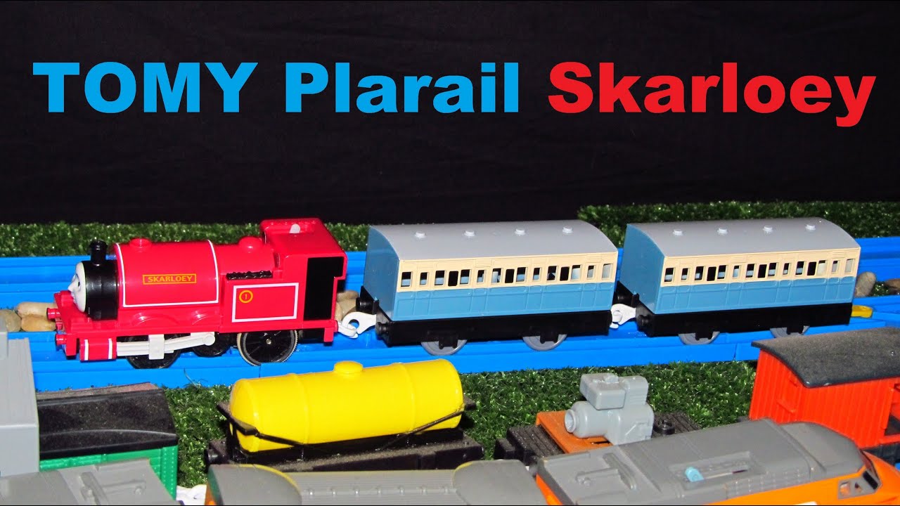 TOMY Plarail Skarloey and blue coaches unboxing review and first run