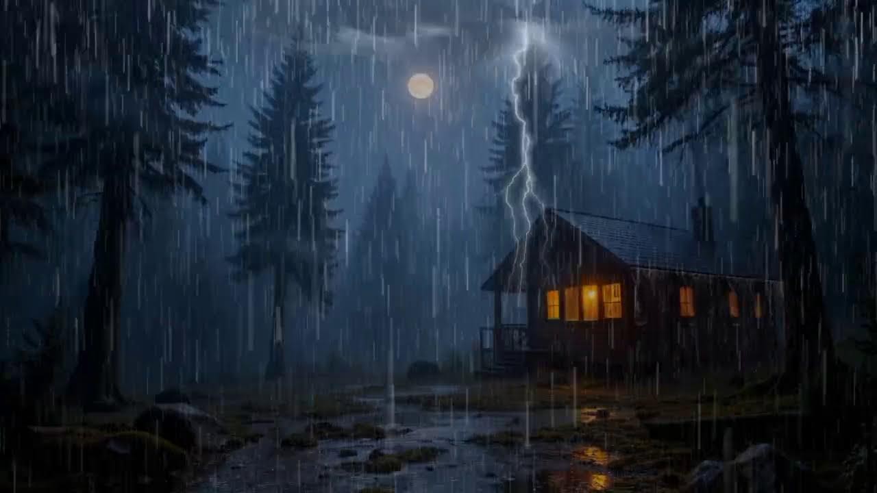 Rain Sounds at a Forest Cabin at Night | Deep Sleep & Relaxation