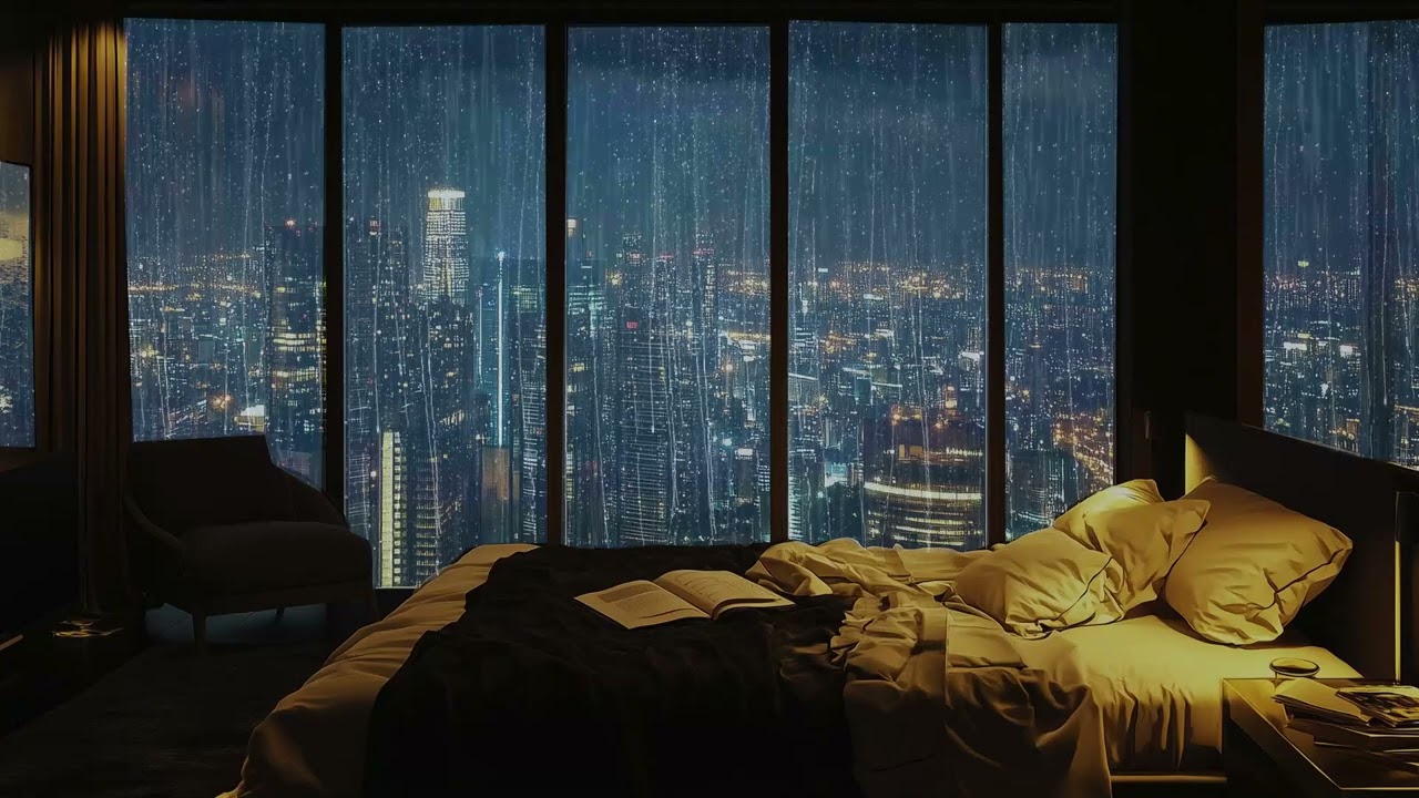 After the Hustle: Embracing the Calm of a Rainy City Night from a Window-Side Hideaway with Coffee