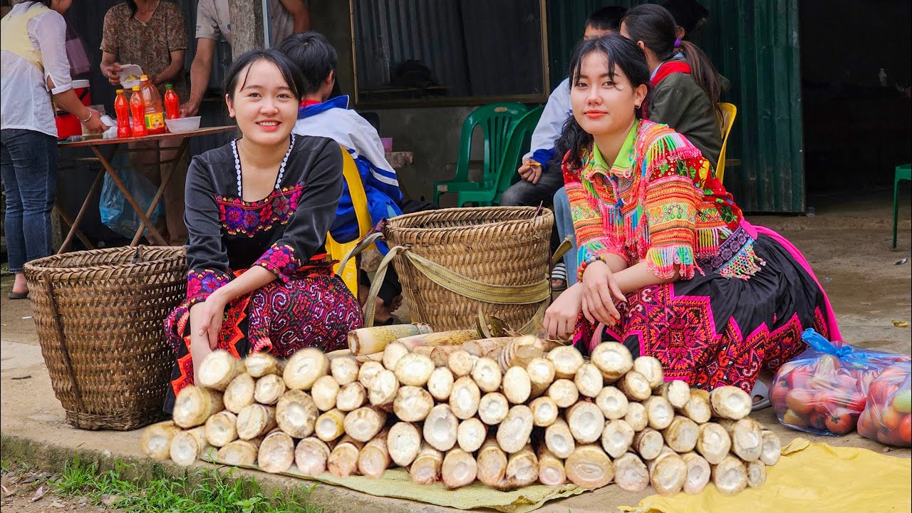 Two Sisters Harvest Bamboo Shoots Goes to market sell - Cooking, daily life, live with nature.